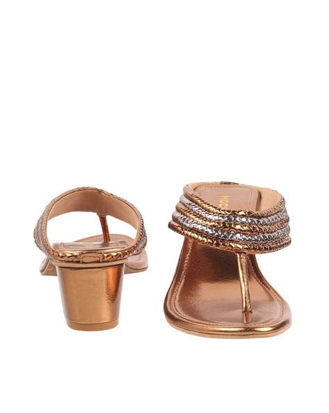 Buy Rose Gold Heeled Sandals for Women by Mochi Online