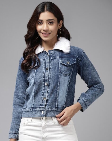 Get 10% off any new customer now! faux fur denim jacket womens jean jacket  with fur distr… | Denim jacket women, Fur lined denim jacket, Distressed denim  jacket diy