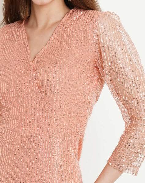 V-Neck Embellished Sheath Dress