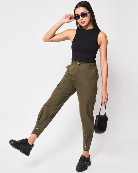 Buy Olive Green Trousers & Pants for Women by ORCHID BLUES Online