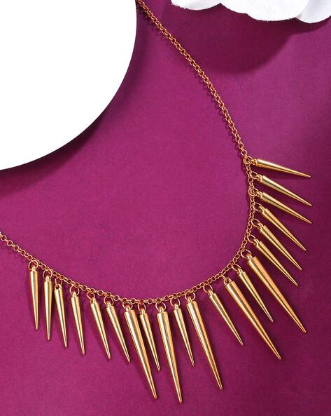 Buy Gold Spike Drop Down Necklace / Simple Circle Necklace / Minimal Y  Necklace Simple, Wedding, Bridesmaid, Birthday Gifts Online in India - Etsy