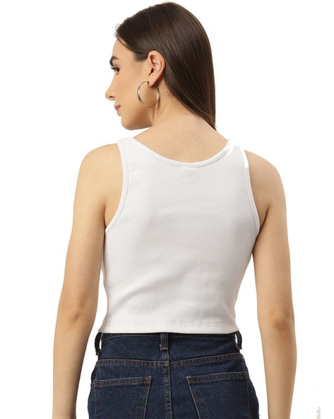 Ribbed Crop Top - White - Ladies