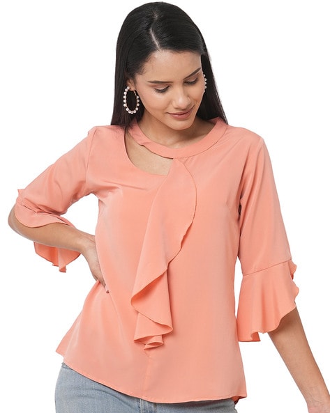 Peach store ruffle top