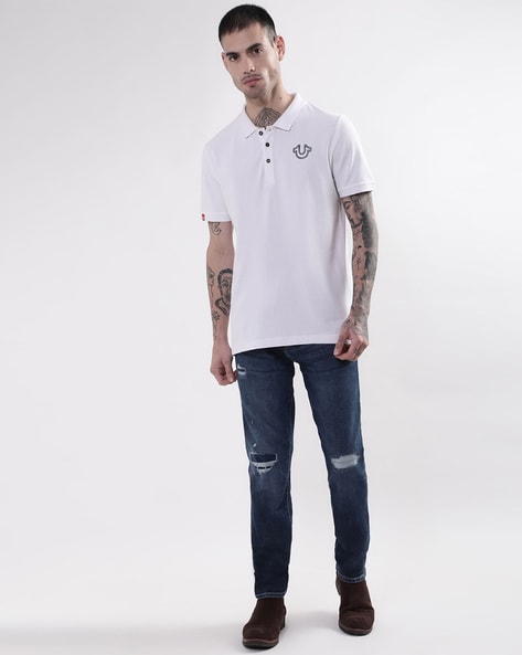 True religion cheap white polo