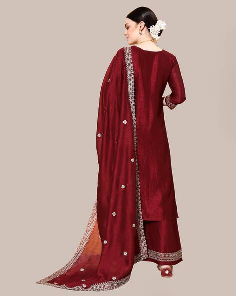 Embroidered Neckline Straight Kurta Set