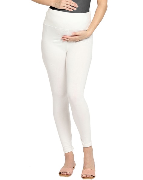 High Waisted Stretchy Cotton Jersey Maternity Leggings