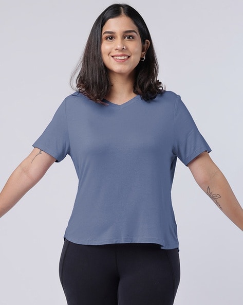 BlissClub Solid Women Round Neck Navy Blue T-Shirt - Buy BlissClub Solid  Women Round Neck Navy Blue T-Shirt Online at Best Prices in India