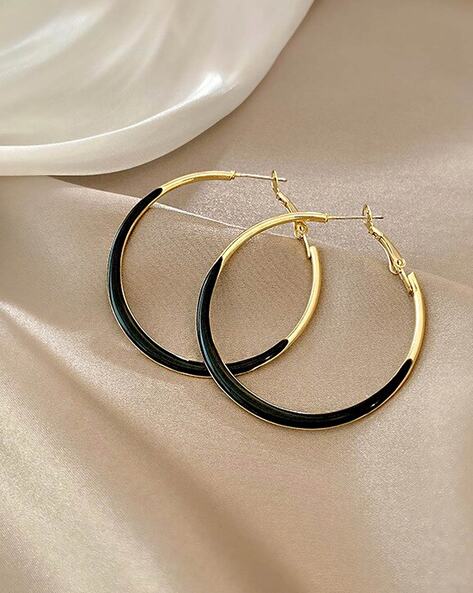 Womens black hot sale hoop earrings