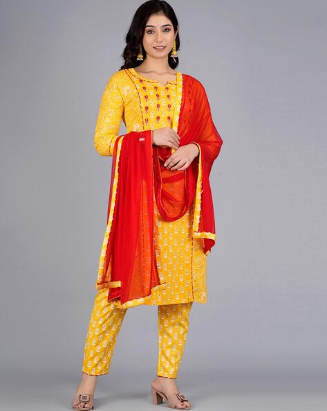Sharara Suits : yellow and baby pink beautiful embroidered ...