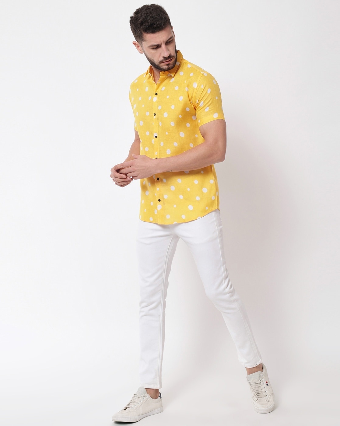 yellow polka dot shirt mens