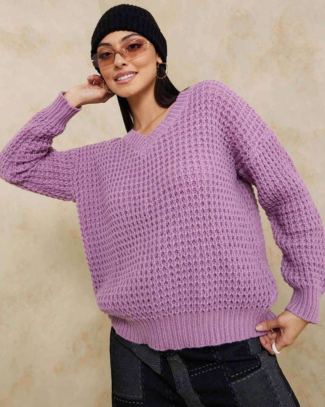 Layered Sweater and Polka Dot Blouse - Lady in VioletLady in Violet