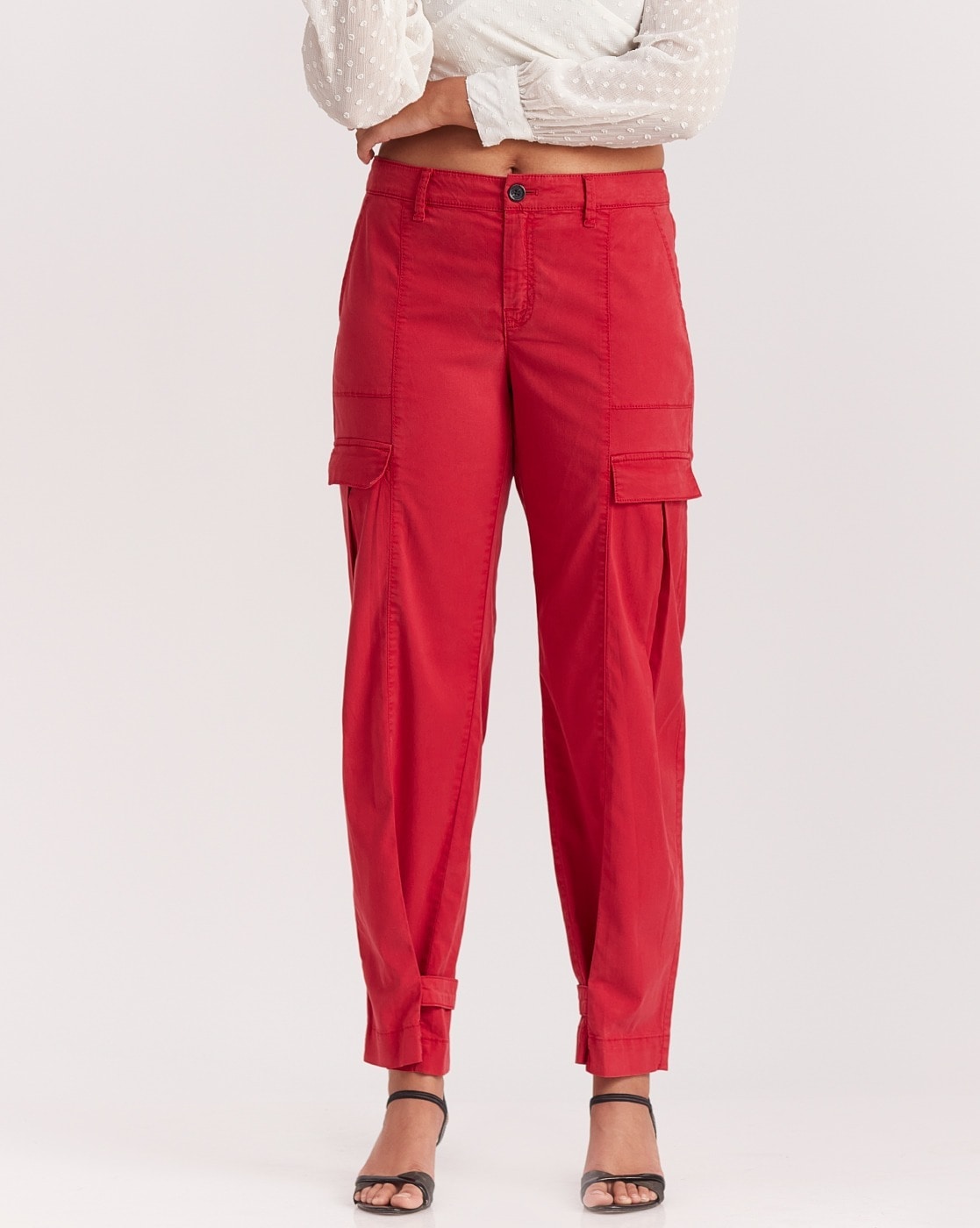 Red Stacked Cargo Pants  Iridium Clothing Co