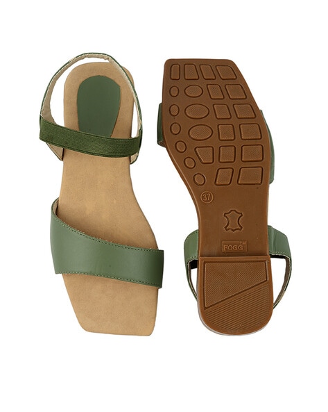 Strappy sandals - Green/Snakeskin-patterned - Ladies | H&M