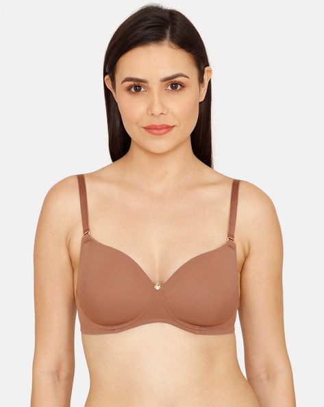 Zivame Women's Underwired T-Shirt Bra, Color: Salmon Rose, Size