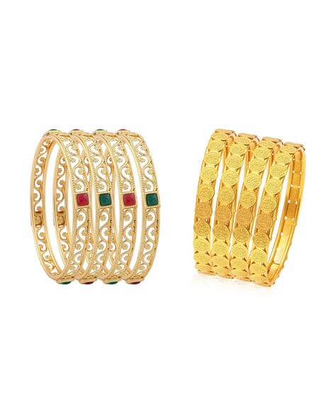 Zeneme Set of 8 Gold-Plated Slip-on Bangles