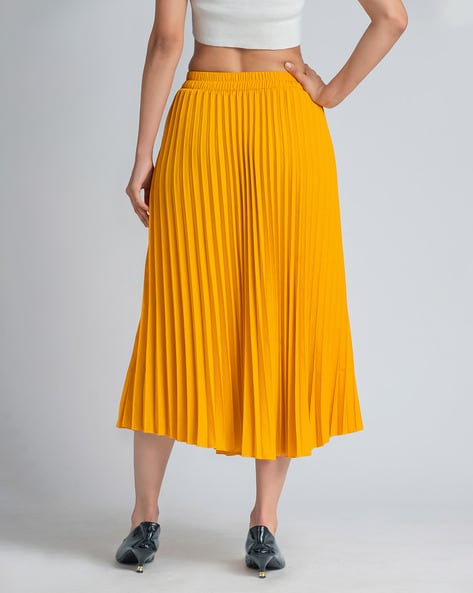 Elastic waist yellow clearance skirt