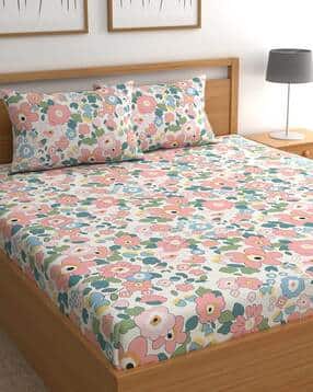 chhavi india 210 TC Floral Print Double Size Bedsheet with Pillow Covers-picture-10