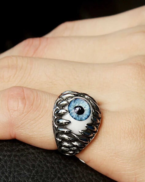 Owl Blue Eye Ring for Men Boys
