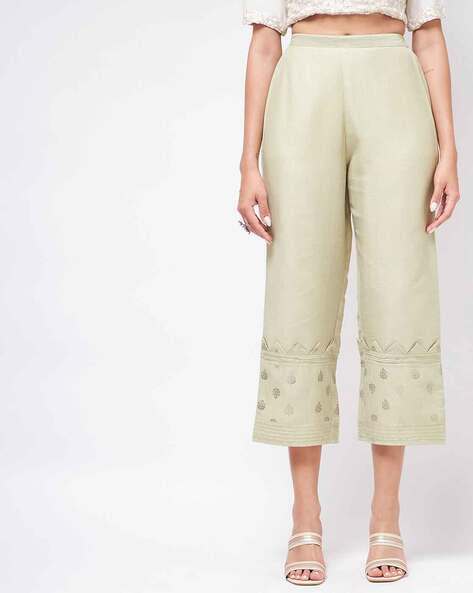 Buy Pista Green Trousers & Pants for Women by PANNKH Online