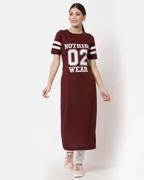 Typographic Print T Shirt Maxi Dress