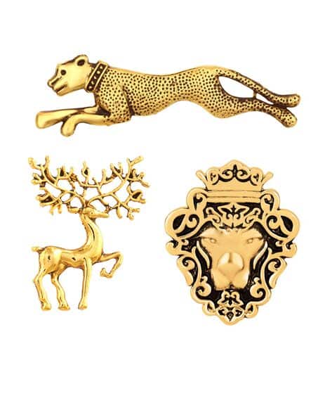 MAHI Set of 3 Gold-Plated Tiepins & Brooches