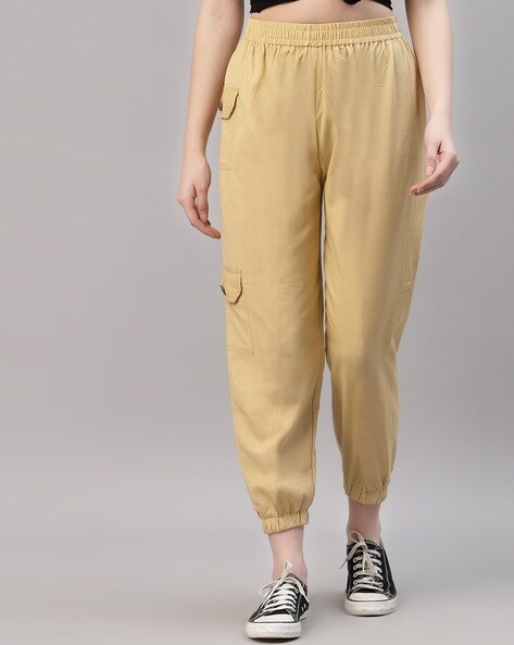 GINGER Women Solid Elasticated Cargo Trousers  Lifestyle Stores  Sector  4C  Ghaziabad