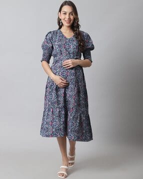 moms maternity Leaf Print Tired Dress-picture-43