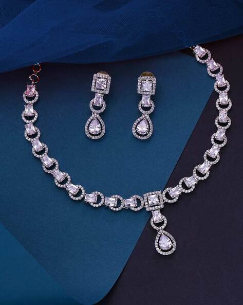 Yellow Chimes Stone Studded Necklace & Earings Set