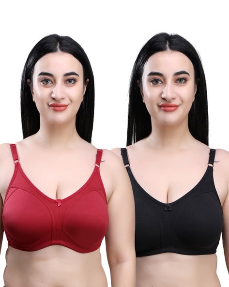 Women's Non Padded Sports Bra (Pack of 3) Red, Mehroon and Black