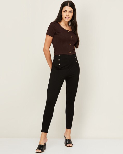 Girls Black Belted Grow Hem School Trousers | New Look