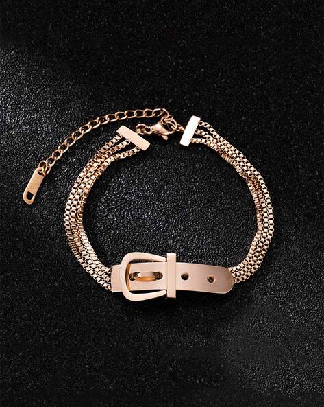 Showroom of Rosegold leather belt bracelet | Jewelxy - 171895
