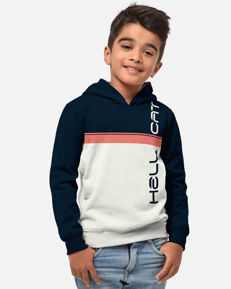 Hellcat Brand Print Ribbed Hems Hoodie