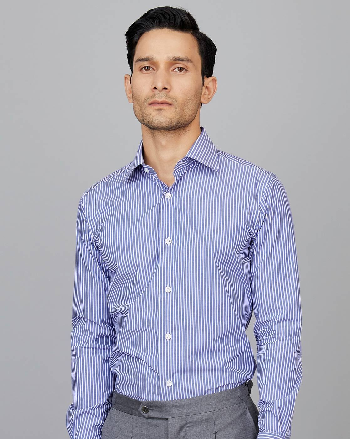 Buy Camessi Striped Shirt with Full-Sleeves | Blue & White Color