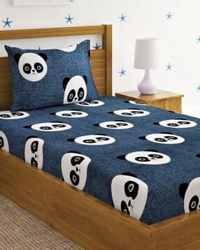 140 TC Kung Fu Panda Print Single Size Bedsheet with Pillow Cover