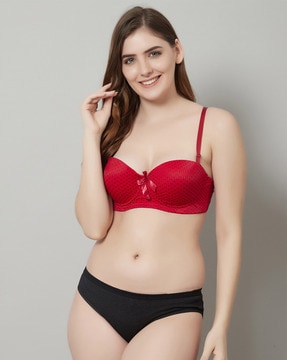 red polyester bras and panty set
