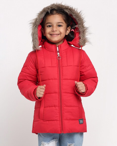 Girls red cheap puffer coat