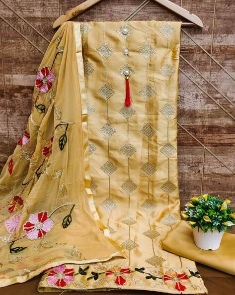 Buy Being Banarasi woven pattern cotton silk jacquard dress material (pack  of 2) at Amazon.in