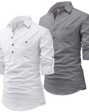 vida loca Pack of 2 Slim Fit Shirt Kurtas with Patch Pockets-picture-11