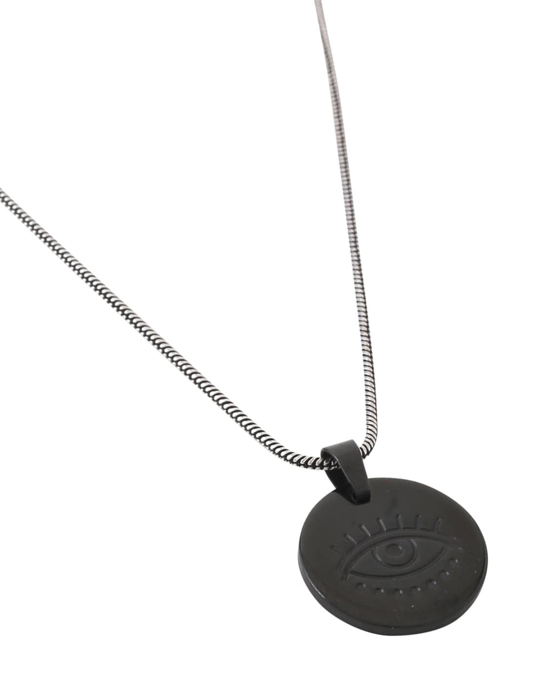 Trending Silver Colour Chain with Black Stone Pendant for Boys n Mens