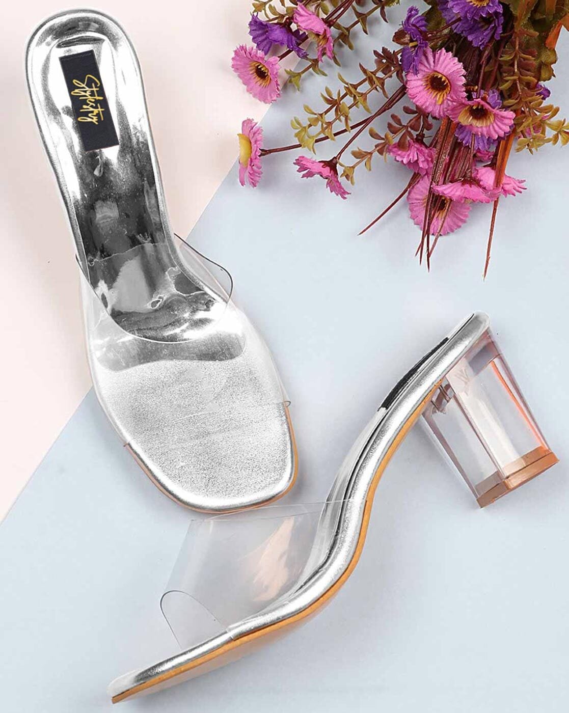 Amazon.com | Allegra K Women's Platform Clear Heel Chunky Heels Slide  Sandals Stripe Cork Slide Sandals 8.5 M US | Heeled Sandals