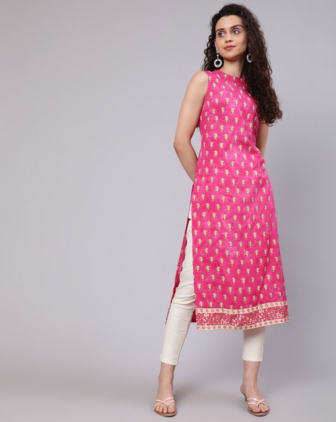 Aks Paisley Print Straight Kurta