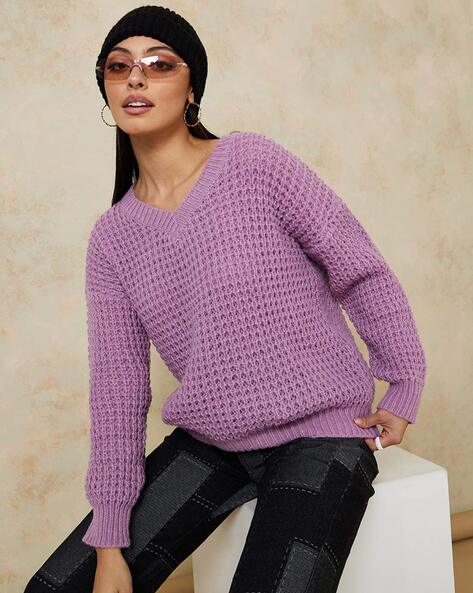 V-Neck Sweater Purple Women's Plus Size 1x 2x 3x – AphroditiesCurves