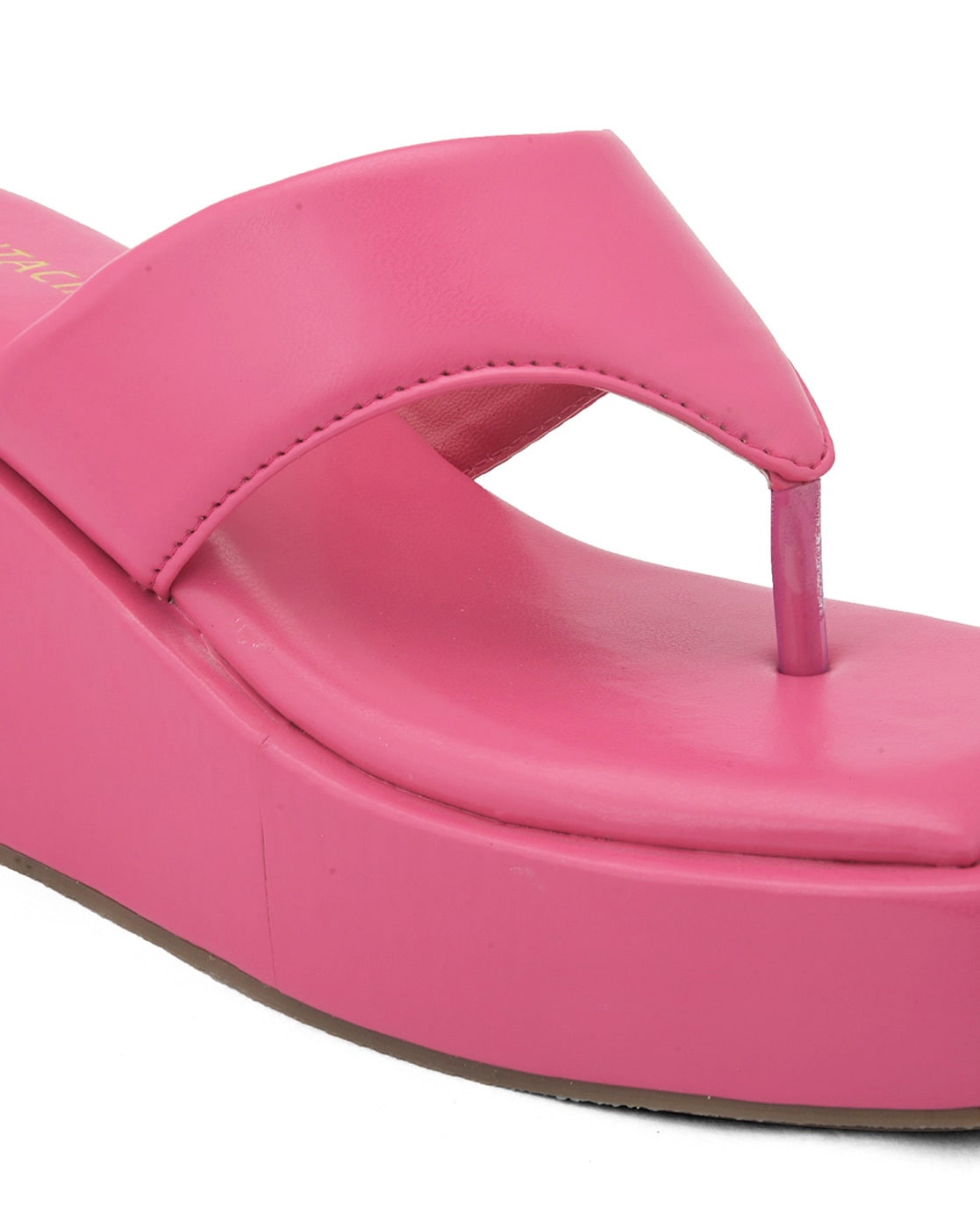 Pink wedge flip flops hot sale