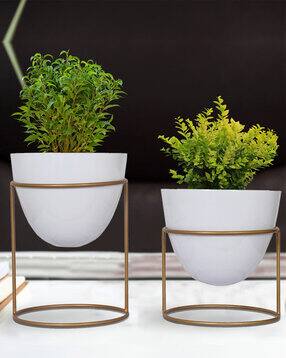 ecofynd Set of 2 Metal Plant Pot with Stand-picture-44