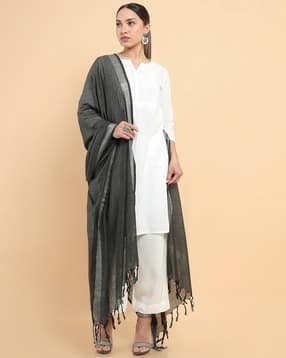 soch Khadi Cotton Dupatta with Tassels-picture-16