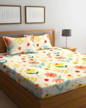 klotthe 210 TC Floral King Size Print Bedsheet with Pillow Covers-picture-12