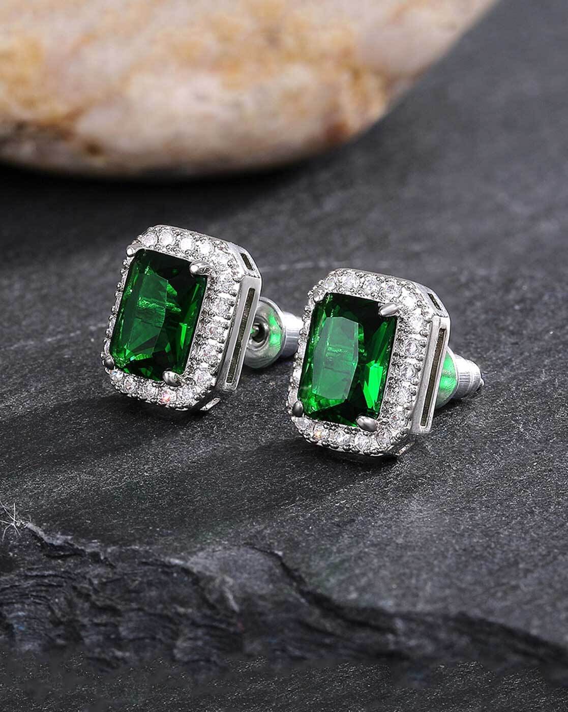 Buy Carved Green Drop Zircon Stud Earrings for Women Online at Ajnaa Jewels  | 450554