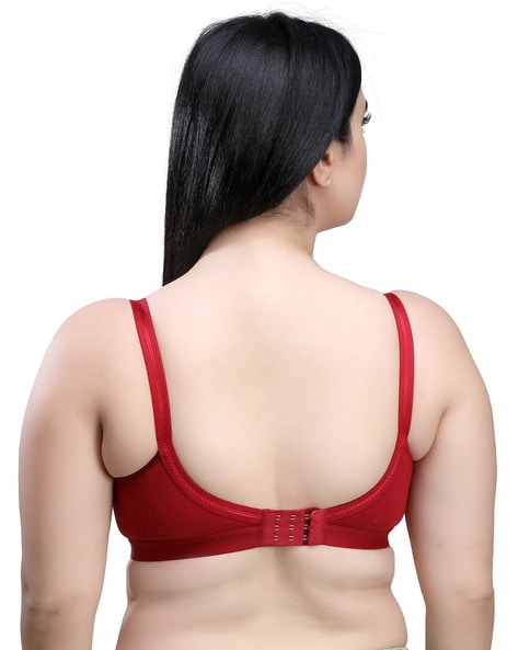 SK Dreams by Maroon Women's Cotton Polyester Y-Panel Full Support –  Non-Wired & Non-Padded Bra - Maroon Clothing