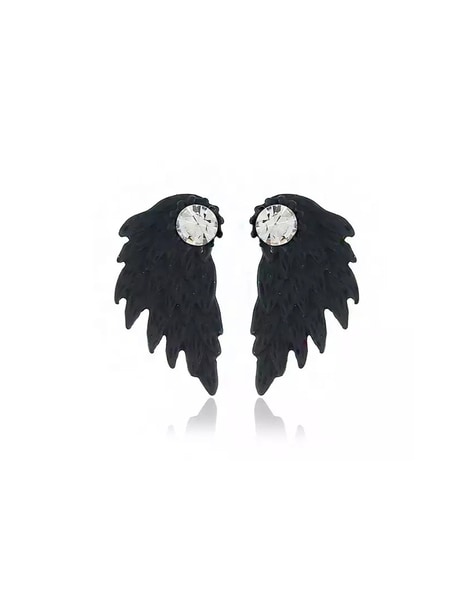 Amazon.com: SLSF Unique Punk Gothic Angel Wing Stud Earrings Hypoallergenic  Gold Silver Ear Crawler Cuff Earrings for Women Front Back Ear Wrap Pin  Vine Crystal Charm Jewelry (Black): Clothing, Shoes & Jewelry