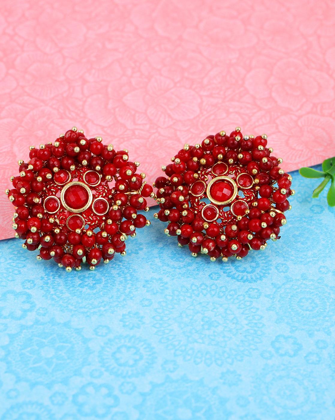 TREASURE JEWELS x LOVELY LOLA: HOME RUN RED BEADED EARRINGS